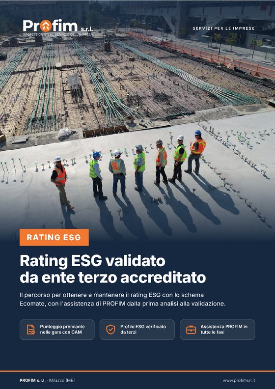 Copertina dell’opuscolo Profim sul Rating ESG