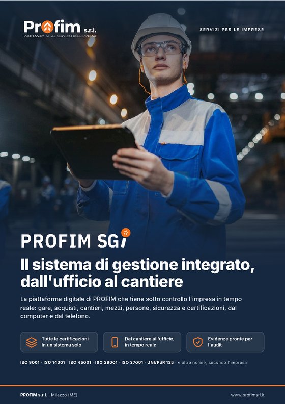 Copertina dell'opuscolo PROFIM SGi