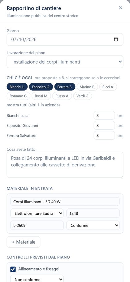 Il rapportino di cantiere dal telefono